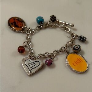 Silver Charm Bracelet with Colorful Accents